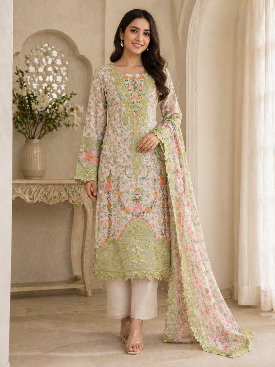 EMBROIDERED PRINTED LAWN